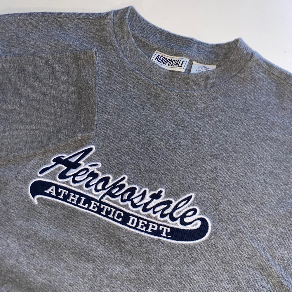 Aeropostale Athletic Dept Embroidered Sweatshirt Mens Large Gray Long Sleeve